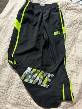 Nike Black Athletic Shorts with Neon Green Trim
